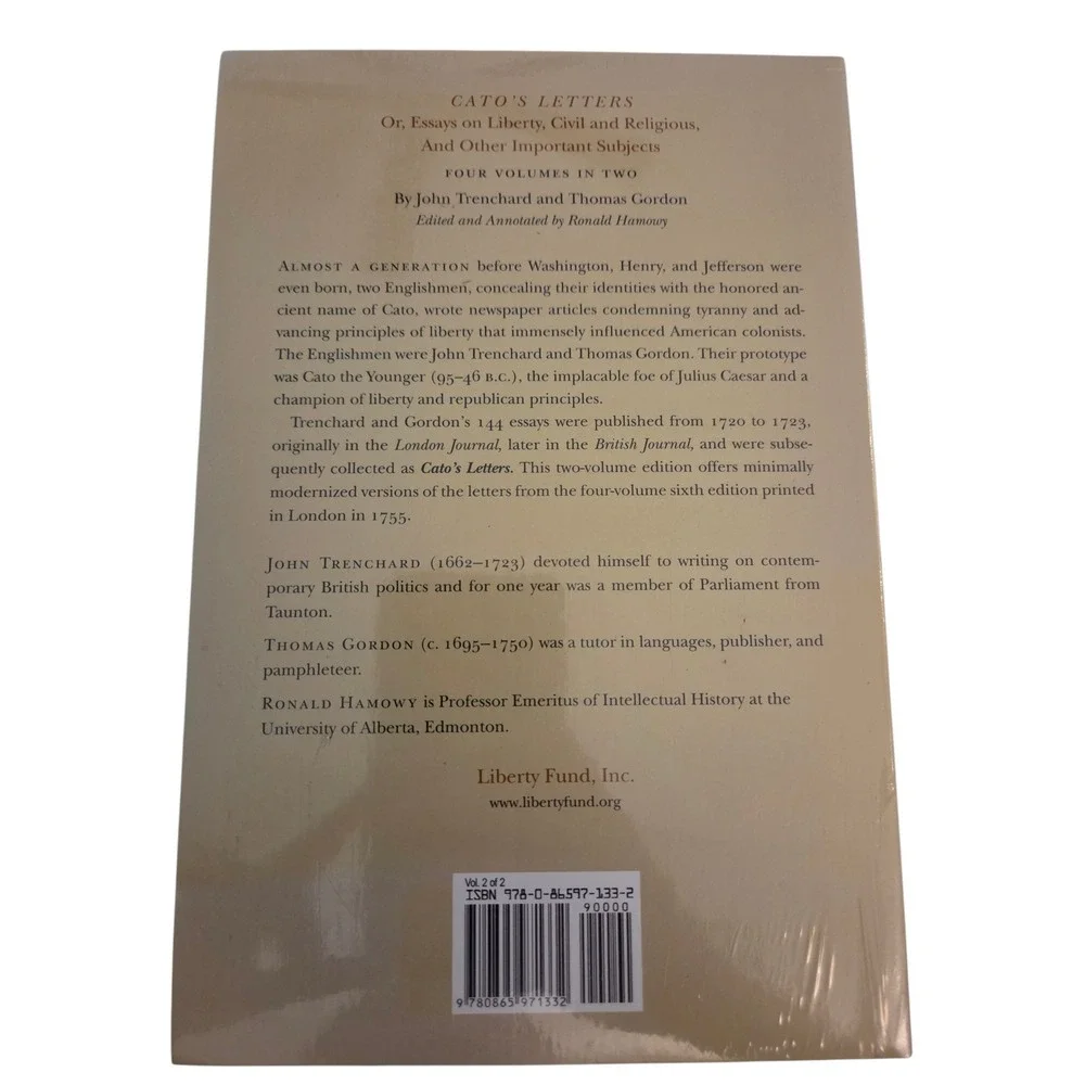 Cato's Letters Volume 2 Essays on Liberty Trenchard Gordon Liberty Fund New